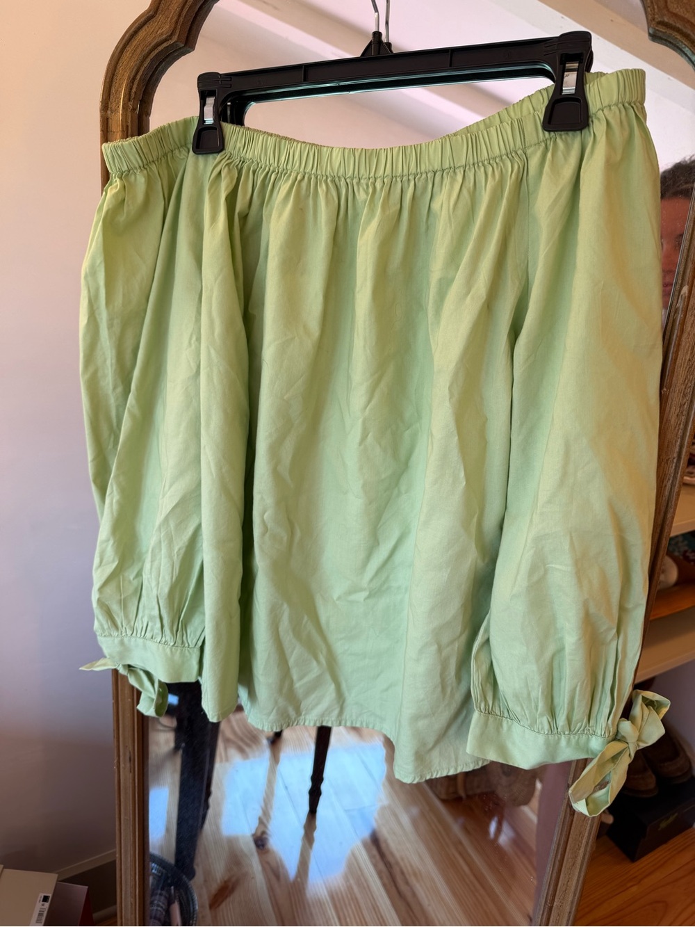 LOFT Mint Green Off-Shoulder Blouse